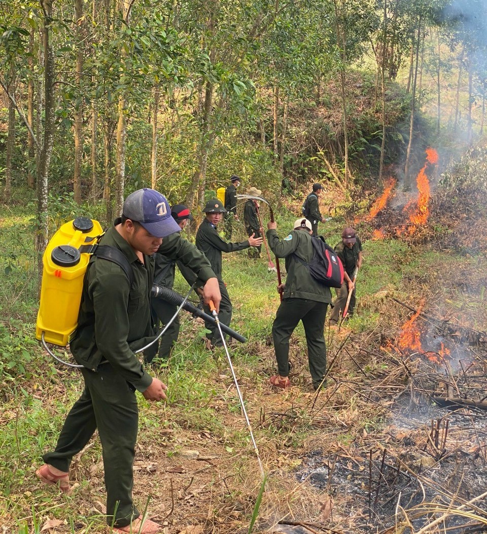 Ngành lâm nghiệp tỉnh Thừa Thiên Huế diễn tập phòng, chống cháy rừng.