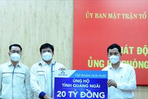 Hòa Phát ủng hộ tỉnh Quảng Ngãi 20 tỷ đồng phòng chống dịch Covid-19