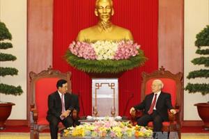 Tổng Bí thư tiếp đoàn đại biểu cấp cao Đảng, Nhà nước Lào