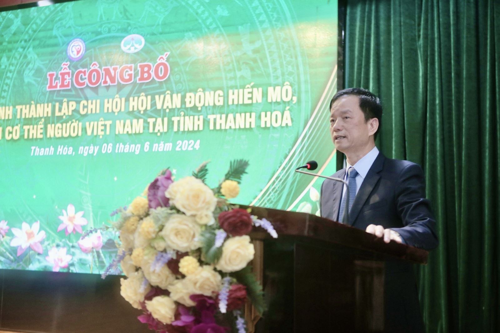 Ông Nguyễn Văn Sỹ, Giám đốc bệnh viện đa khoa tỉnh Thanh Hóa phát biểu tại buổi lễ.