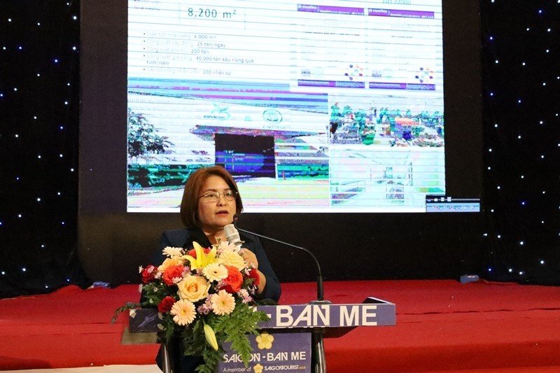 Bà Nguyễn Thị Thái Thanh, Chủ tịch HĐQT Công ty CP Ban Mê Green Farm đề xuất giải pháp liên kết sản xuất nông nghiệp và tiêu thụ sản phẩm sầu riêng