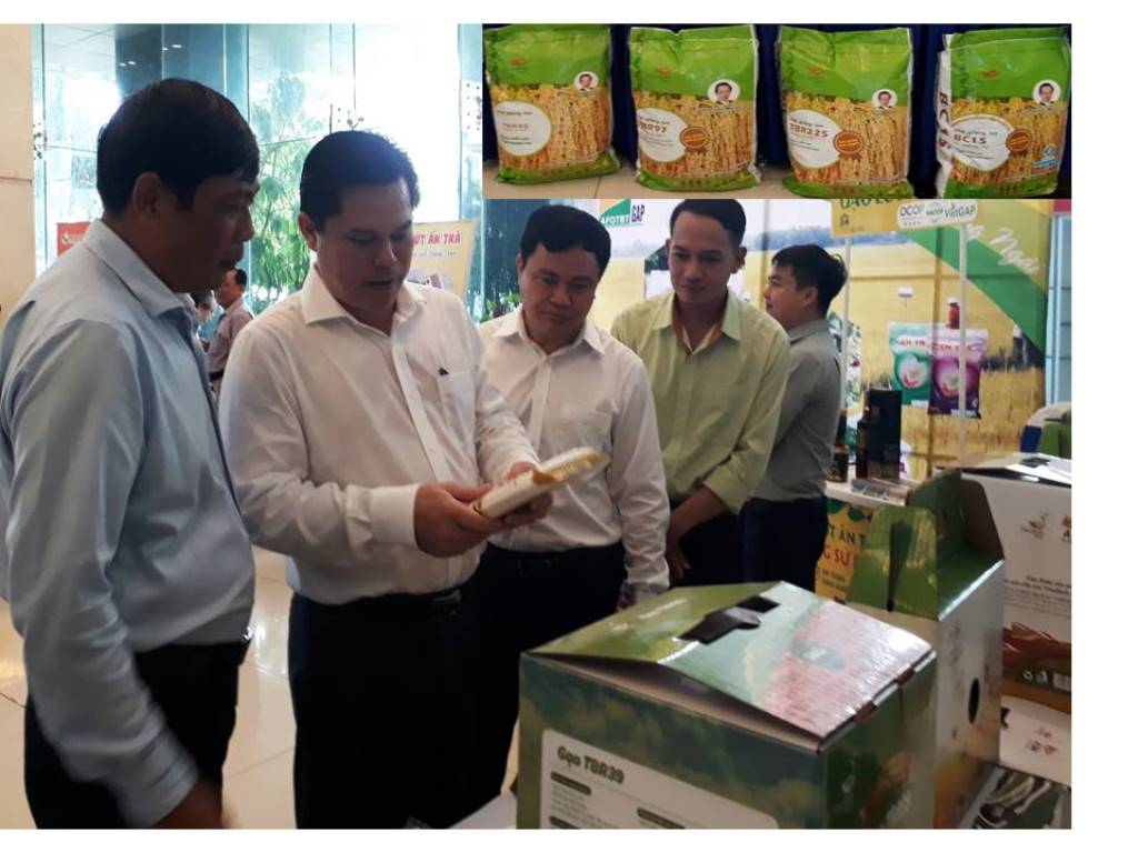 Phó chủ tịch UBND tỉnh Quảng Ngãi Trần Phước Hiền tham quan các gian hàng trưng bày của Tập đoàn ThaiBinh Seed