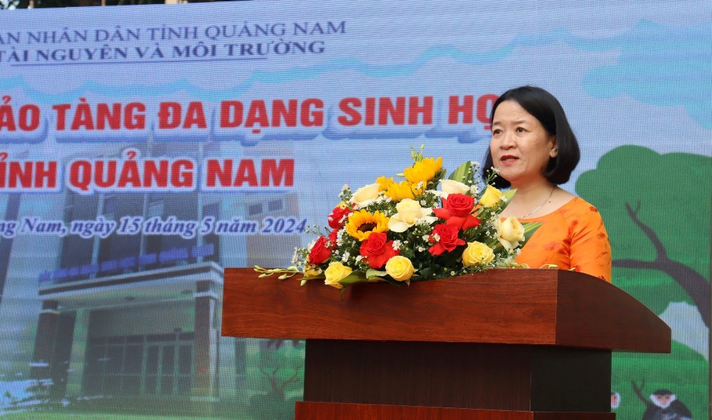 Bà Lê Thủy Trinh, Phó Giám đốc Sở Tài nguyên và Môi trường Quảng Nam Phát biểu tại sự kiện
