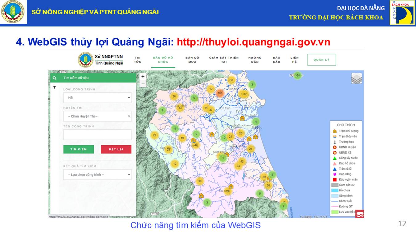 WebGIS thủy lợi Quảng Ngãi: Công cụ đắc lực trong công tác quản lý tổng thể, cung cấp thông tin chính xác, nhanh chóng...