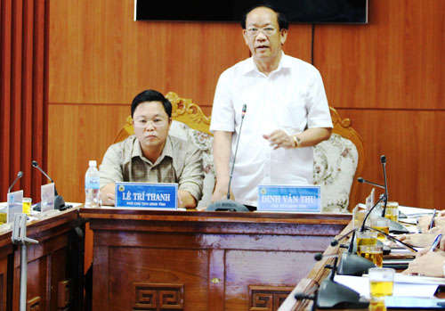 Chủ tịch UBND tỉnh Quảng Nam Đinh Văn Thu phát biểu tại buổi làm việc
