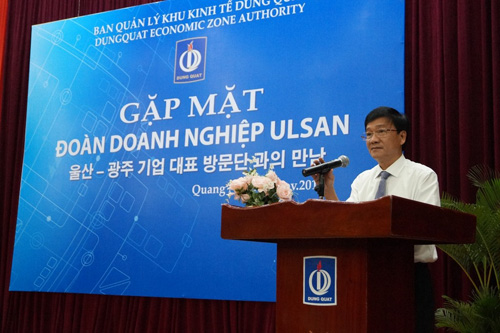 Chủ tịch UBND tỉnh Quảng Ngãi Trần Ngọc Căng phát biểu tại buổi gặp mặt với các Doanh nghiệp Hàn Quốc