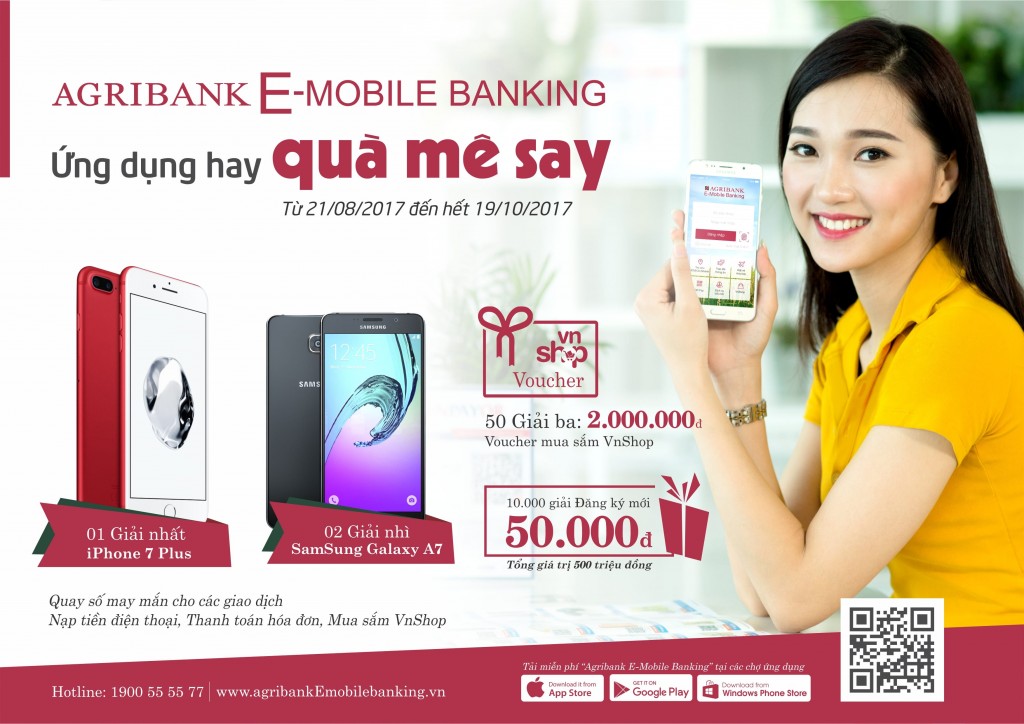Trúng iPhone 7 Plus với Agribank E-Mobile Banking “Ứng dụng hay – Quà mê say”