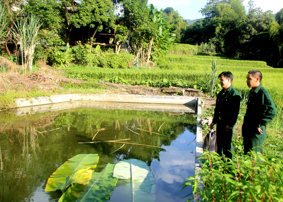 CCB Thèn Văn Sinh (bên trái), thôn Cốc Sọc (Thèn Phàng) chuyển đổi một số diện tích trồng ngô kém hiệu quả sang đào ao nuôi cá thương phẩm.