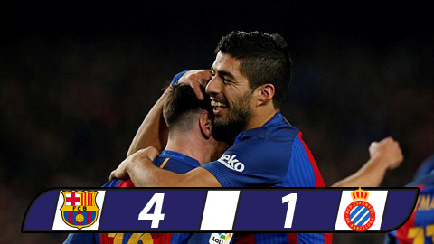 Luis Suarez lập cú đúp, Barca vùi dập hàng xóm Espanyol