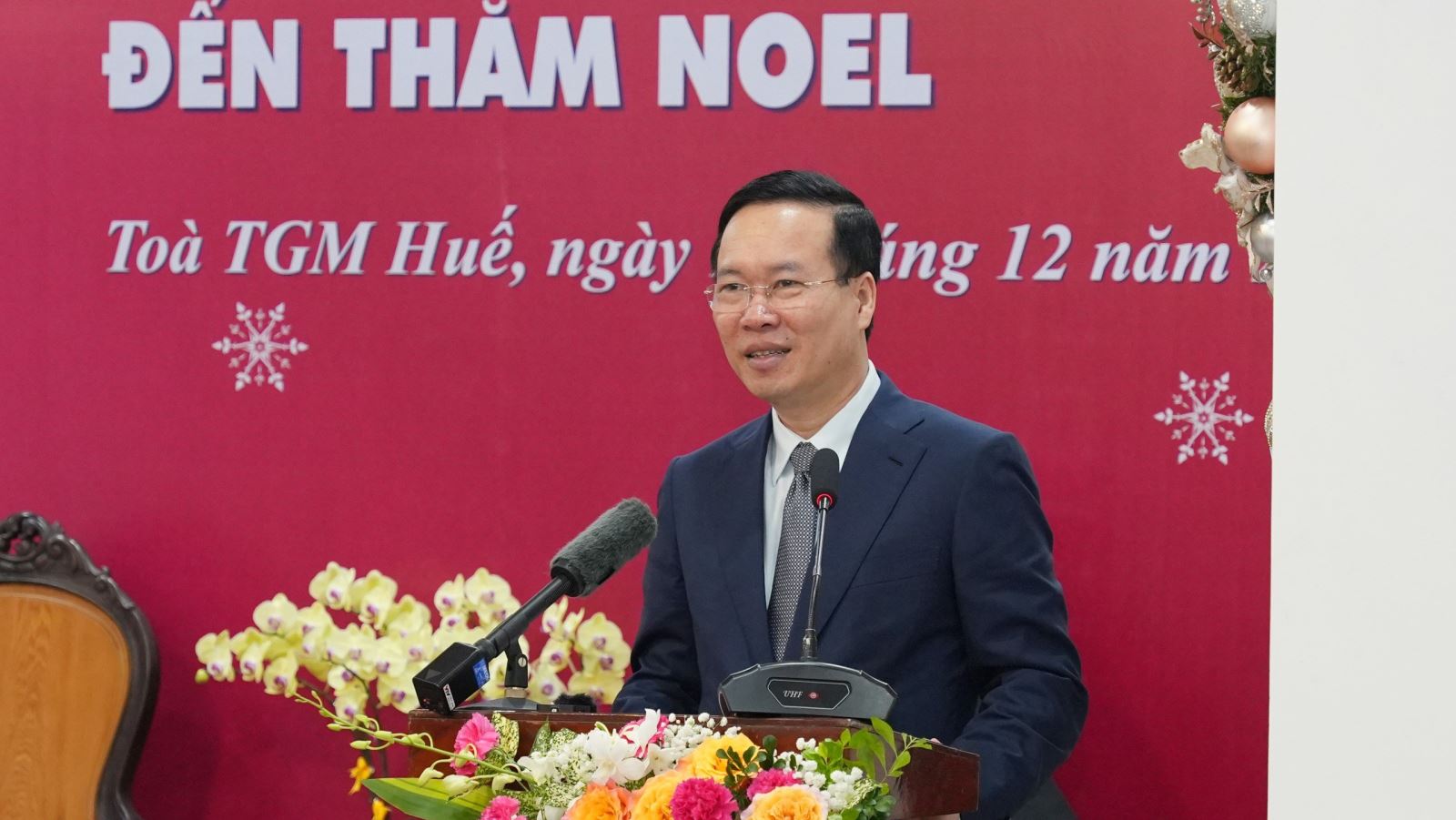 Chủ tịch nước Võ Văn Thưởng phát biểu tại Tòa Tổng Giám mục Tổng Giáo phận Huế.