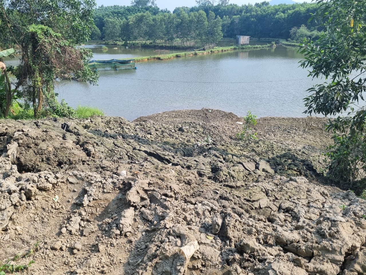 Cơ quan chức năng tỉnh Thừa Thiên Huế đã yêu cầu đơn vị thi công tạm ngưng đổ bùn thải từ dự án nạo vét xuống ao hồ Bàu Năng sau phản ánh của người dân.