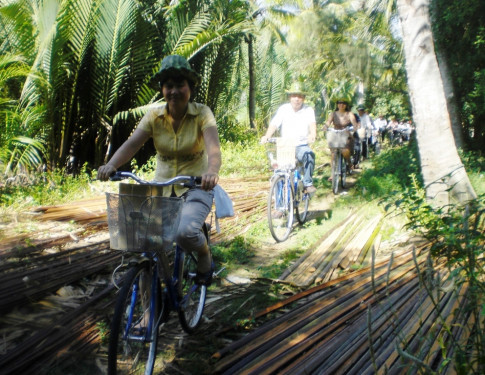 “Khám phá” làng quê Cẩm Thanh bằng xe đạp dọc theo đường ven sông, qua đường hoa cúc dại 