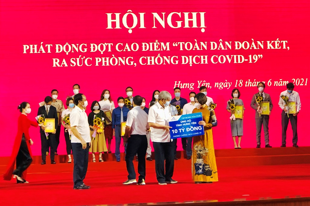 Hòa Phát ủng hộ tỉnh Hưng Yên 10 tỷ đồng phòng chống dịch Covid-19