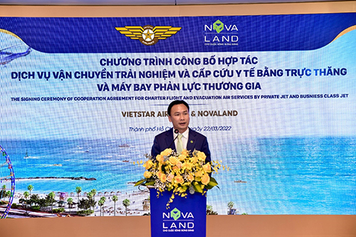 Ông Nguyễn Ngọc Huyên, Tổng Giám đốc Tập đoàn Novaland phát biểu tại chương trình công bố hợp tác.
