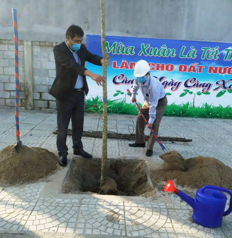 Lãnh đạo huyện Bình Sơn tham gia trồng cây