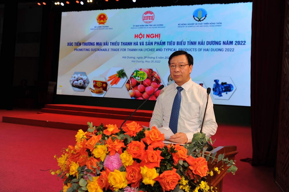 Ông Phạm Xuân Thăng – Ủy viên Trung ương Đảng, Bí thư Tỉnh ủy Hải Dương phát biểu tại Hội nghị.