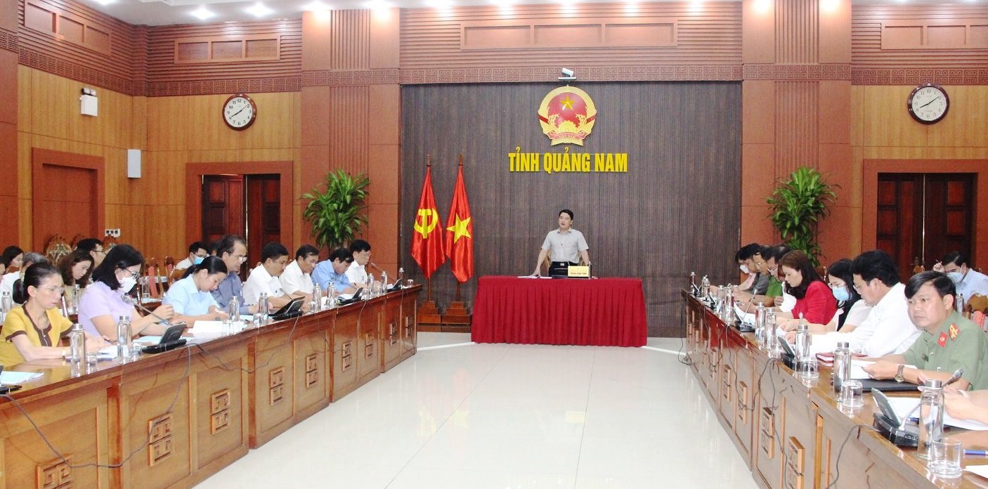 Quang cảnh họp Ban Chỉ đạo thi tốt nghiệp THPT tỉnh Quảng Nam năm 2022