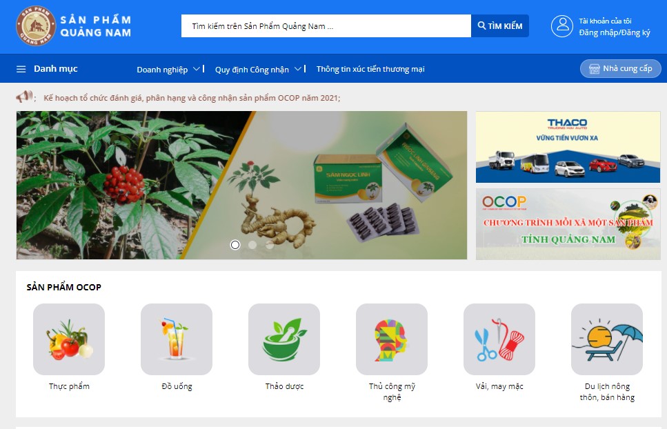 Trang thông tin sản phẩm tỉnh Quảng Nam 