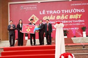 Agribank trao giải Đặc biệt thứ nhất Chương trình tiết kiệm dự thưởng 