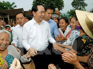 Chủ tịch nước thăm xã nông thôn mới Nghĩa Đồng