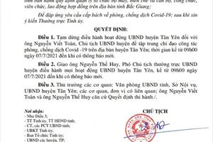 Thí sinh nghi nhiễm Covid-19, Chủ tịch UBND huyện Tân Yên bị tạm dừng điều hành