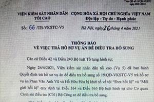 VKSNDTC trả hồ sơ điều tra bổ sung vụ Phan Văn Anh Vũ về tội đưa hối lộ