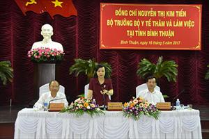 Bộ trưởng Bộ Y tế Nguyễn Thị Kim Tiến thăm, làm việc tại Bình Thuận