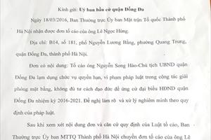 Đống Đa - Hà Nội: Tìm hiểu, làm rõ đơn tố cáo đề nghị xem xét tư cách Đại biểu đối với Chủ tịch quận, phóng viên không nhận được hợp tác từ lãnh đạo HĐND quận