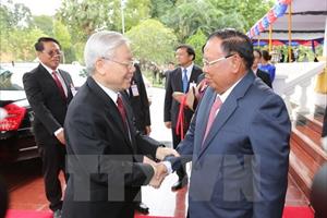 Tổng Bí thư Nguyễn Phú Trọng hội đàm với Tổng Bí thư Lào Volachith