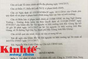 Xả nước thải vượt quy chuẩn, Công ty TNHH Shin Sung Vina bị phạt 350 triệu đồng