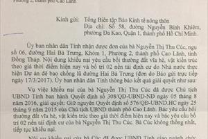 UBND tỉnh Đồng Tháp giải quyết khiếu nại của bà Nguyễn Thị Thu Cúc